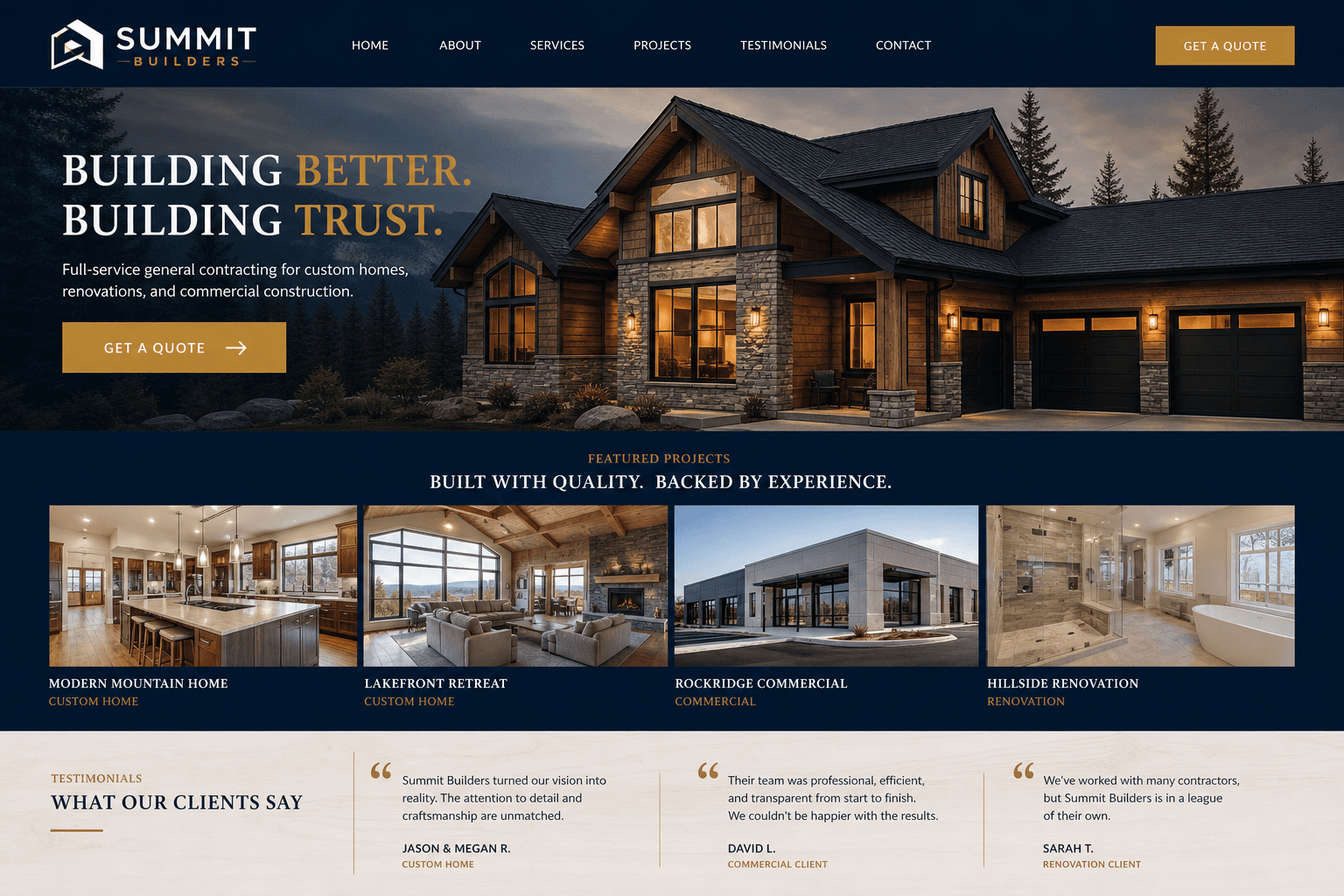 General contractor website design