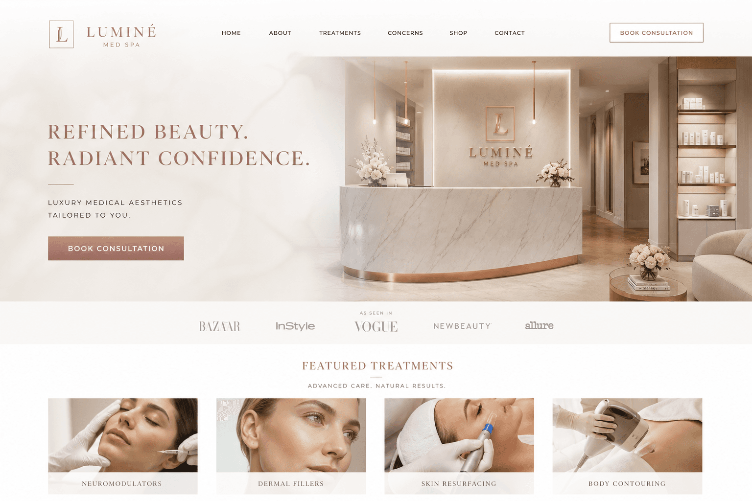 Med spa website design